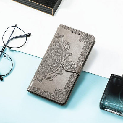For iPhone Air Mandala Flower Embossed Leather Phone Case(Gray) - iPhone Air Cases by buy2fix | Online Shopping UK | buy2fix