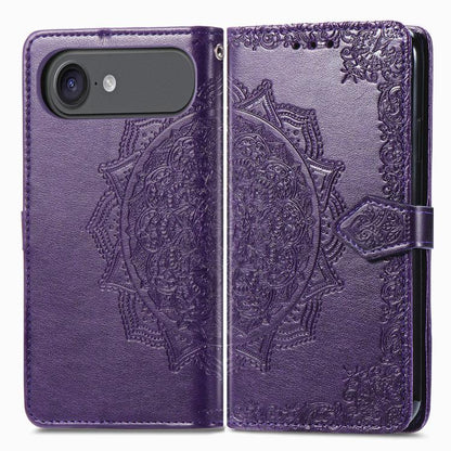 For iPhone Air Mandala Flower Embossed Leather Phone Case(Purple) - iPhone Air Cases by buy2fix | Online Shopping UK | buy2fix