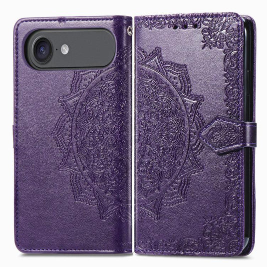 For iPhone Air Mandala Flower Embossed Leather Phone Case(Purple) - iPhone Air Cases by buy2fix | Online Shopping UK | buy2fix
