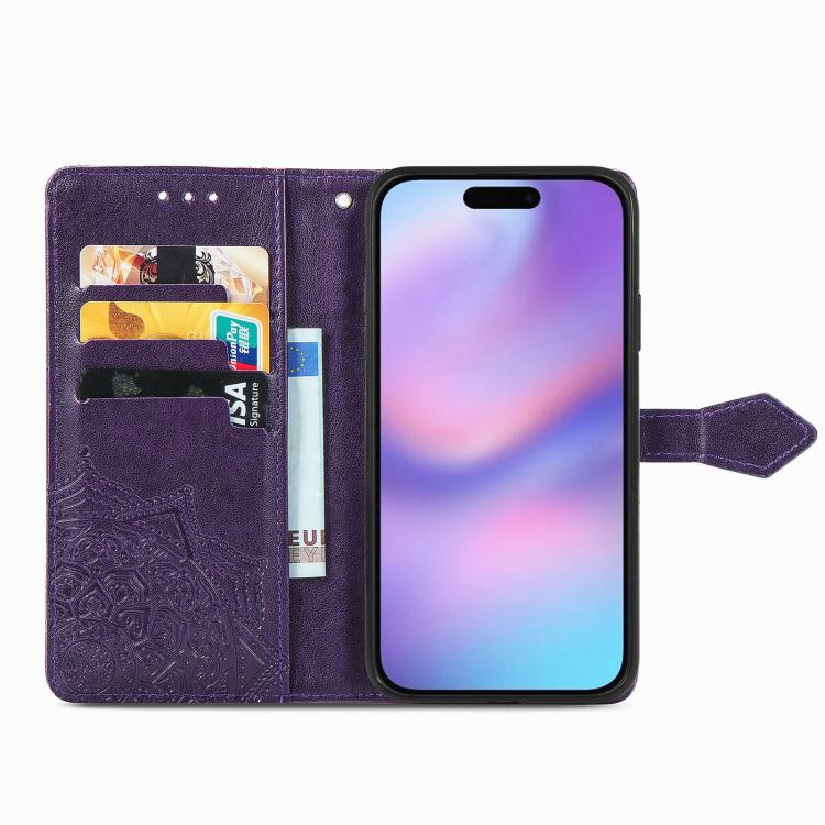 For iPhone Air Mandala Flower Embossed Leather Phone Case(Purple) - iPhone Air Cases by buy2fix | Online Shopping UK | buy2fix