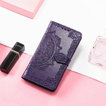 For iPhone Air Mandala Flower Embossed Leather Phone Case(Purple) - iPhone Air Cases by buy2fix | Online Shopping UK | buy2fix
