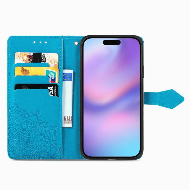 For iPhone Air Mandala Flower Embossed Leather Phone Case(Blue) - iPhone Air Cases by buy2fix | Online Shopping UK | buy2fix