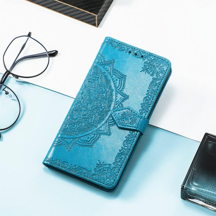 For iPhone Air Mandala Flower Embossed Leather Phone Case(Blue) - iPhone Air Cases by buy2fix | Online Shopping UK | buy2fix