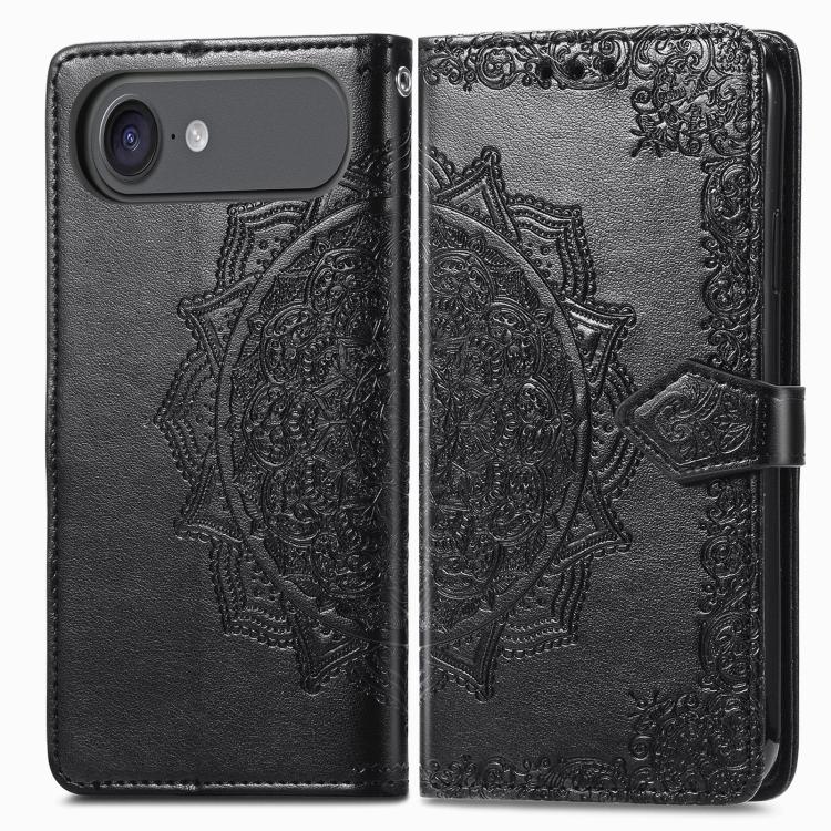 For iPhone Air Mandala Flower Embossed Leather Phone Case(Black) - iPhone Air Cases by buy2fix | Online Shopping UK | buy2fix