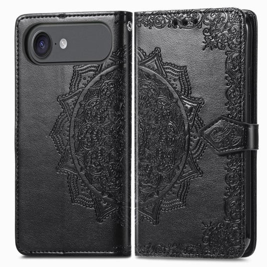 For iPhone Air Mandala Flower Embossed Leather Phone Case(Black) - iPhone Air Cases by buy2fix | Online Shopping UK | buy2fix