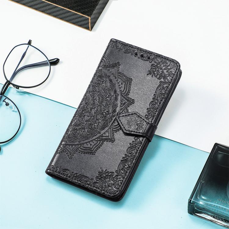 For iPhone Air Mandala Flower Embossed Leather Phone Case(Black) - iPhone Air Cases by buy2fix | Online Shopping UK | buy2fix