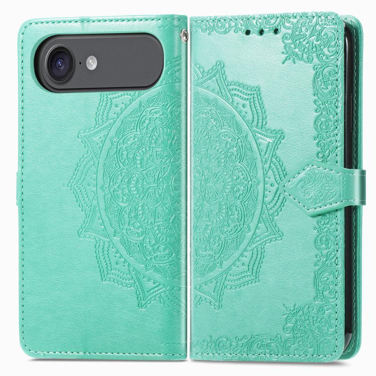 For iPhone Air Mandala Flower Embossed Leather Phone Case(Green) - iPhone Air Cases by buy2fix | Online Shopping UK | buy2fix