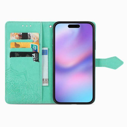 For iPhone Air Mandala Flower Embossed Leather Phone Case(Green) - iPhone Air Cases by buy2fix | Online Shopping UK | buy2fix