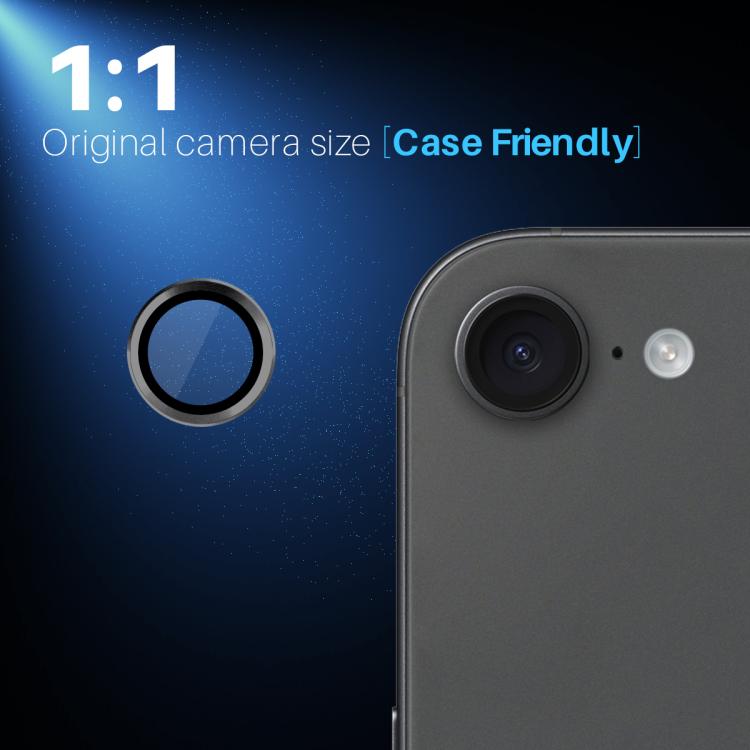 For iPhone 16e NORTHJO Camera Lens Protector CD Metal Ring Tempered Glass Film(Black) - iPhone 16e Tempered Glass by NORTHJO | Online Shopping UK | buy2fix