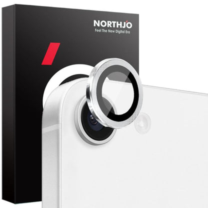 For iPhone 16e NORTHJO Camera Lens Protector CD Metal Ring Tempered Glass Film(Silver) - iPhone 16e Tempered Glass by NORTHJO | Online Shopping UK | buy2fix