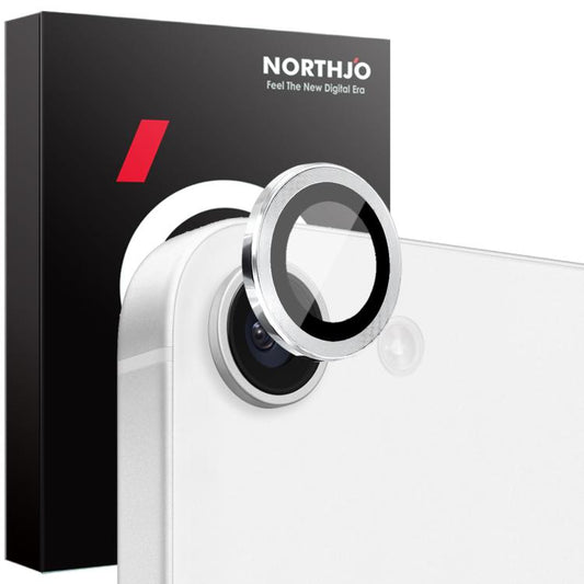 For iPhone 16e NORTHJO Camera Lens Protector CD Metal Ring Tempered Glass Film(Silver) - iPhone 16e Tempered Glass by NORTHJO | Online Shopping UK | buy2fix