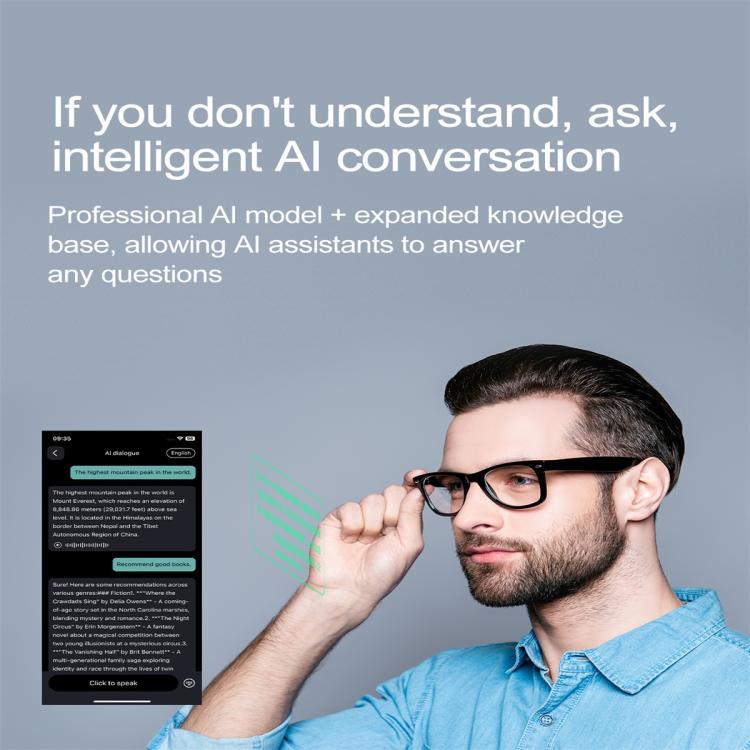 W100 Smart Glasses, Support AI Conversation / AI Intelligent Translation / Bluetooth Call(White) - Smart Glasses by buy2fix | Online Shopping UK | buy2fix