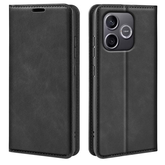 For Honor 600 Lite Global Retro-skin Magnetic Suction Leather Phone Case(Black)