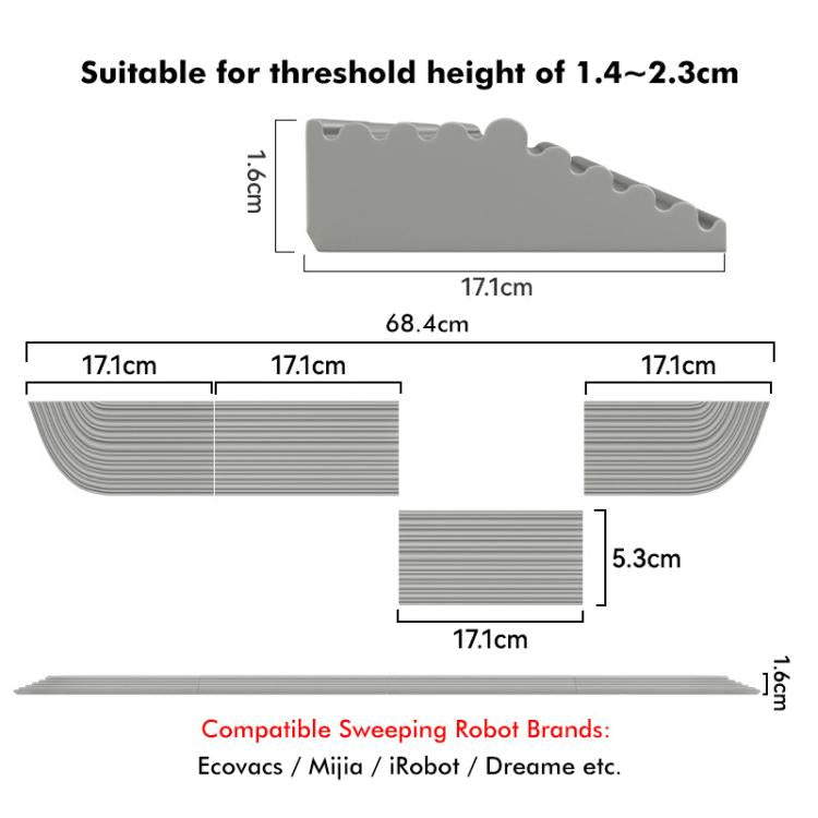 JUNSUNMAY For Ecovacs / iRobot / Mijia / Dreame Sweeping Robot Universal Silicone Threshold Bars Ramp Mat(White) - Other Accessories by JUNSUNMAY | Online Shopping UK | buy2fix