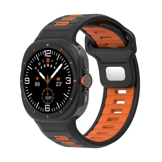 For Galaxy Watch Ultra2 2026 / 2025 / 1 2024 Two Color Reverse Buckle Silicone Watch Band(Black Orange)