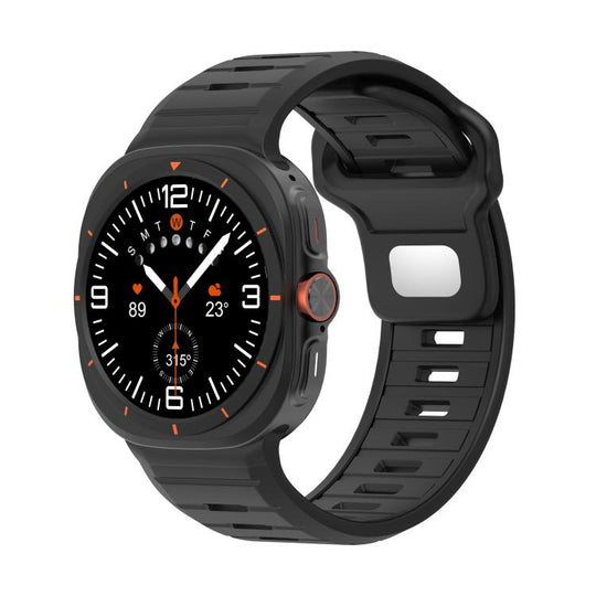 For Galaxy Watch Ultra2 2026 / 2025 / 1 2024 Two Color Reverse Buckle Silicone Watch Band(Black)