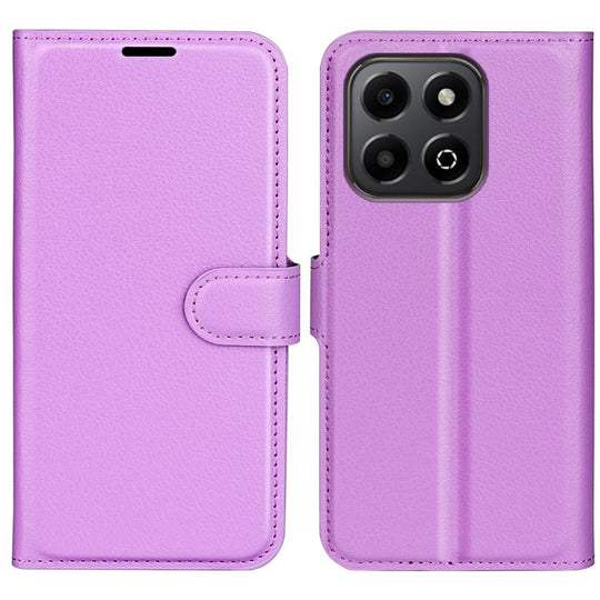 For Honor X6b Litchi Texture Horizontal Flip Leather Phone Case with Holder(Purple)