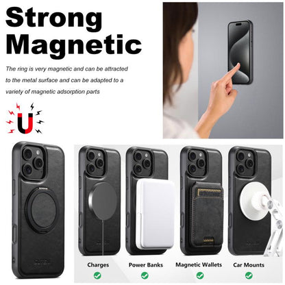 For iPhone 16 Pro Suteni G3 Oil Wax 360 Rotation Holder MagSafe Back Phone Case(Black) - iPhone 16 Pro Cases by Suteni | Online Shopping UK | buy2fix