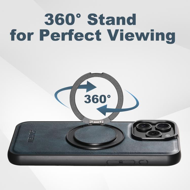 For iPhone 16 Suteni G3 Oil Wax 360 Rotation Holder MagSafe Back Phone Case(Blue) - iPhone 16 Cases by Suteni | Online Shopping UK | buy2fix