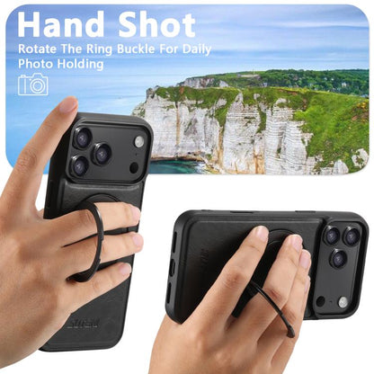 For iPhone 17 Suteni G3 Oil Wax 360 Rotation Holder MagSafe Back Phone Case(Black) - iPhone 17 Cases by Suteni | Online Shopping UK | buy2fix