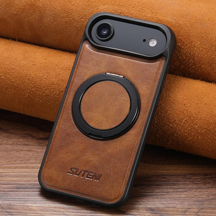 For iPhone Air Suteni G3 Oil Wax 360 Rotation Holder MagSafe Back Phone Case(Brown) - iPhone Air Cases by Suteni | Online Shopping UK | buy2fix