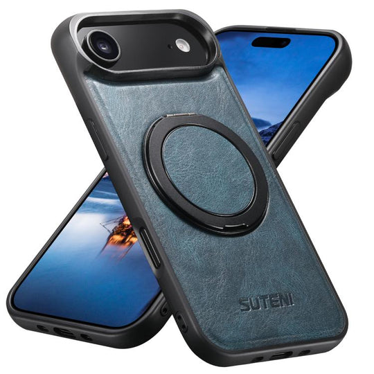 For iPhone Air Suteni G3 Oil Wax 360 Rotation Holder MagSafe Back Phone Case(Blue)