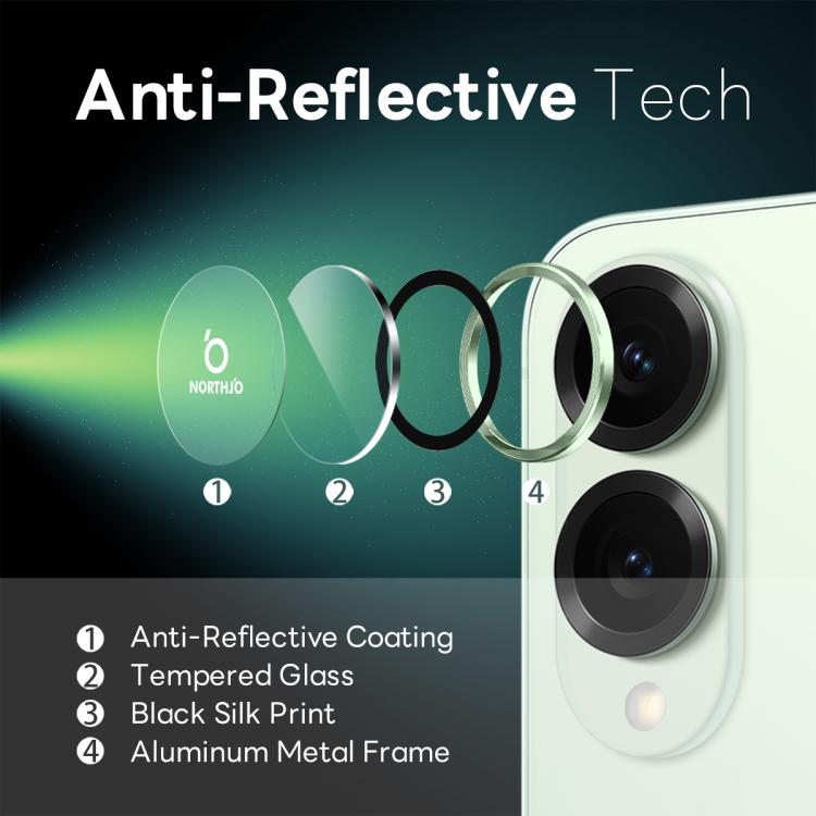 For Samsung Galaxy S25 Edge 5G NORTHJO Camera Lens Protector CD Metal Ring Tempered Glass Film(Green) - Galaxy S25 Edge 5G Tempered Glass by NORTHJO | Online Shopping UK | buy2fix
