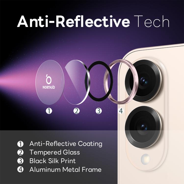 For Samsung Galaxy S25 Edge 5G NORTHJO Camera Lens Protector CD Metal Ring Tempered Glass Film(Pink) - Galaxy S25 Edge 5G Tempered Glass by NORTHJO | Online Shopping UK | buy2fix