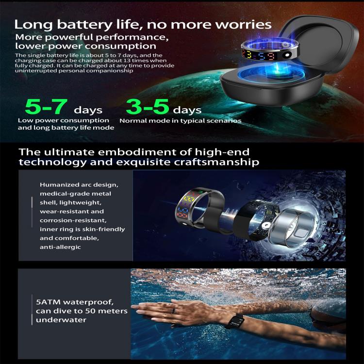 R12 SIZE 8 Smart Ring, Support Heart Rate / Blood Oxygen / Sleep / Multiple Sports Modes(Gold) - Smart Rings / Smart Telephones by buy2fix | Online Shopping UK | buy2fix