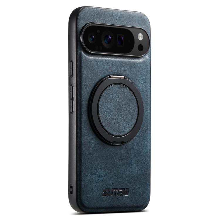 For Google Pixel 10 Pro Suteni G3 Oil Wax 360 Rotation Holder MagSafe Back Phone Case(Blue) - Google Cases by Suteni | Online Shopping UK | buy2fix
