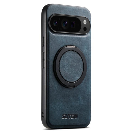 For Google Pixel 10 Pro Suteni G3 Oil Wax 360 Rotation Holder MagSafe Back Phone Case(Blue) - Google Cases by Suteni | Online Shopping UK | buy2fix