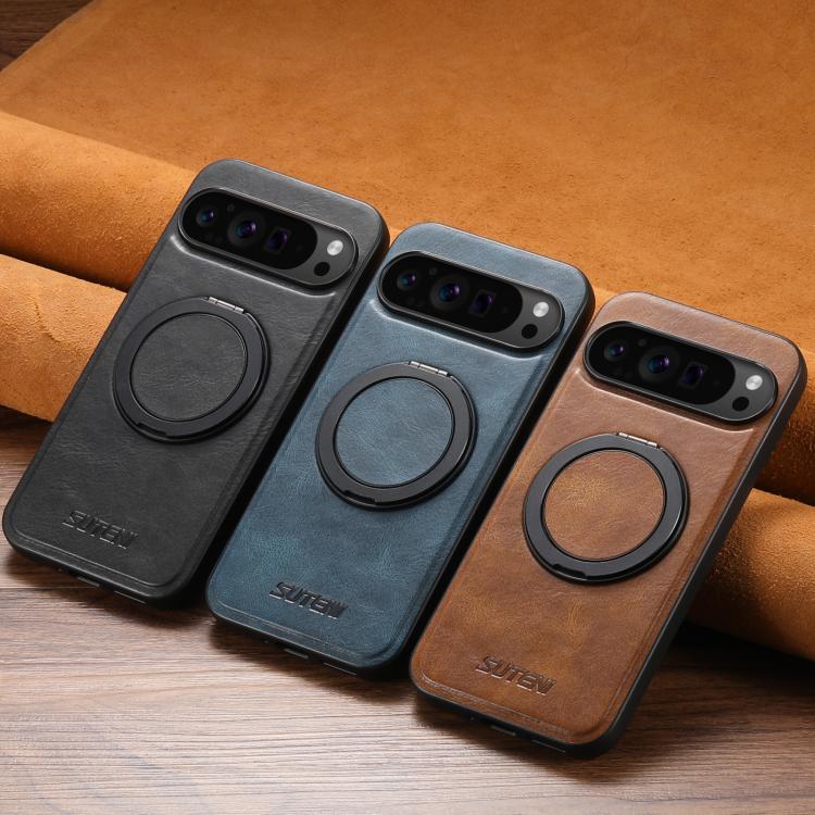 For Google Pixel 10 Pro XL Suteni G3 Oil Wax 360 Rotation Holder MagSafe Back Phone Case(Blue) - Google Cases by Suteni | Online Shopping UK | buy2fix