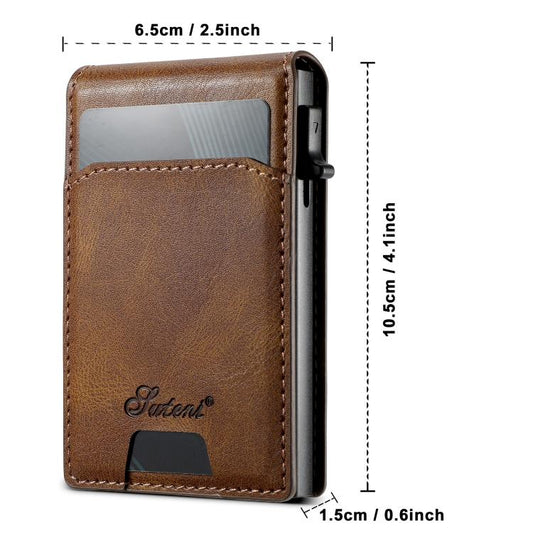 Suteni Oil Waxy Keys Automatically Pop Up Card Box(Brown) - Adhesive Card Holders by buy2fix | Online Shopping UK | buy2fix