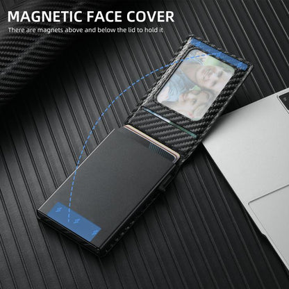 Suteni Carbon Fiber Magnetic Key Press Automatically Pop Up Card Box(Black) - Adhesive Card Holders by Suteni | Online Shopping UK | buy2fix