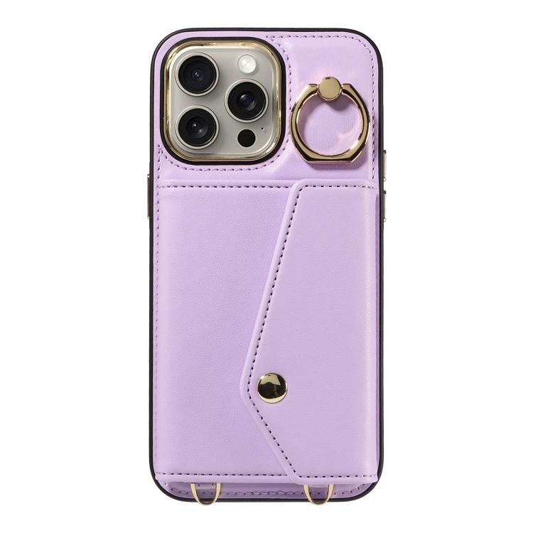 For iPhone 15 Pro Max Diagonal Crossbody Ring Organ Wallet Leather Back Phone Case(Purple) - iPhone 15 Pro Max Cases by buy2fix | Online Shopping UK | buy2fix