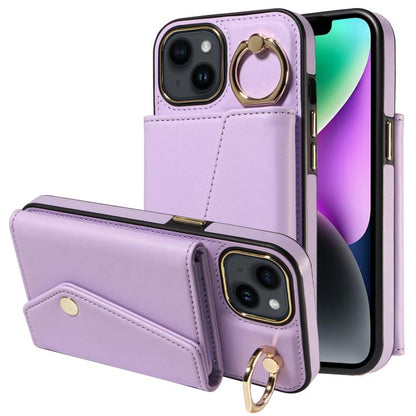 For iPhone 14 Diagonal Crossbody Ring Organ Wallet Leather Back Phone Case(Purple) - iPhone 14 Cases by buy2fix | Online Shopping UK | buy2fix