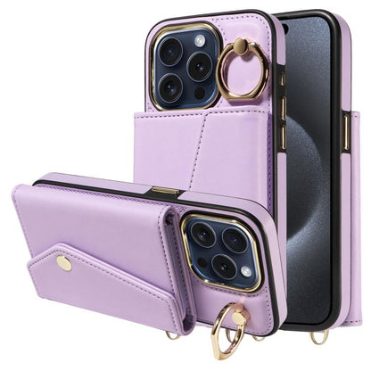 For iPhone 14 Pro Max Diagonal Crossbody Ring Organ Wallet Leather Back Phone Case(Purple) - iPhone 14 Pro Max Cases by buy2fix | Online Shopping UK | buy2fix