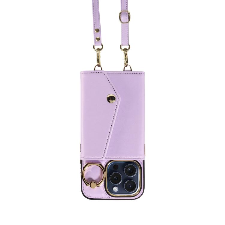 For iPhone 14 Pro Max Diagonal Crossbody Ring Organ Wallet Leather Back Phone Case(Purple) - iPhone 14 Pro Max Cases by buy2fix | Online Shopping UK | buy2fix