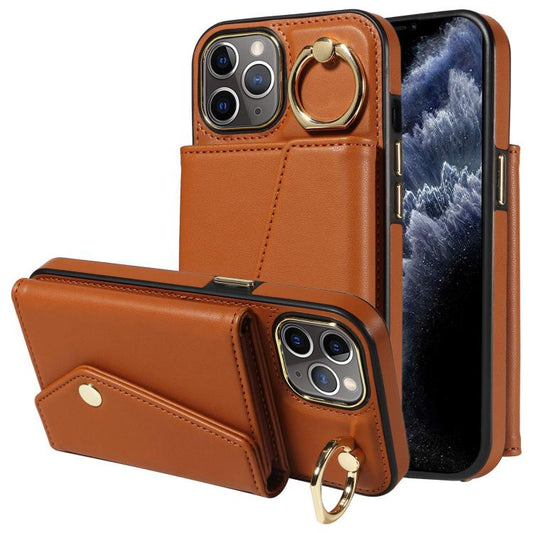 For iPhone 11 Pro Max Diagonal Crossbody Ring Organ Wallet Leather Back Phone Case(Brown) - iPhone 11 Pro Max Cases by buy2fix | Online Shopping UK | buy2fix