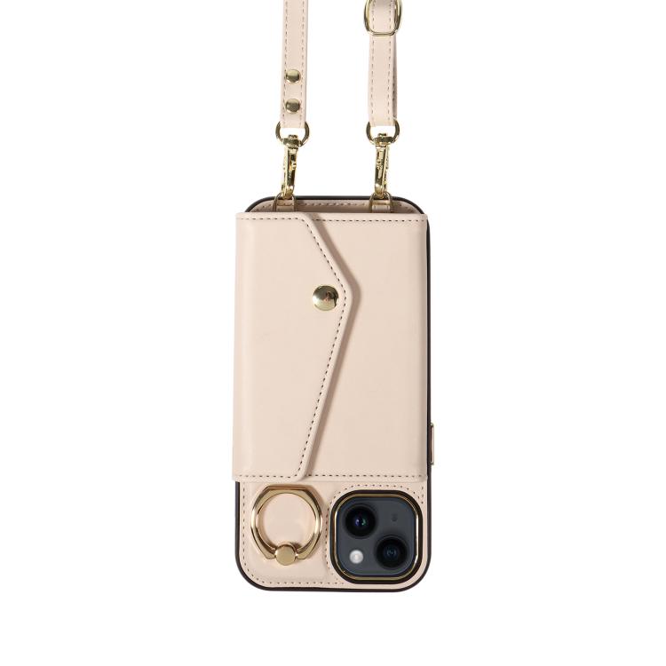 For iPhone 11 Diagonal Crossbody Ring Organ Wallet Leather Back Phone Case(Beige) - iPhone 11 Cases by buy2fix | Online Shopping UK | buy2fix