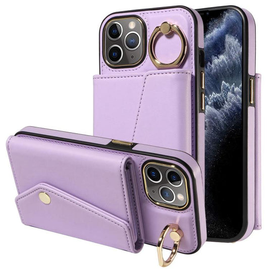 For iPhone 11 Pro Diagonal Crossbody Ring Organ Wallet Leather Back Phone Case(Purple) - iPhone 11 Pro Cases by buy2fix | Online Shopping UK | buy2fix