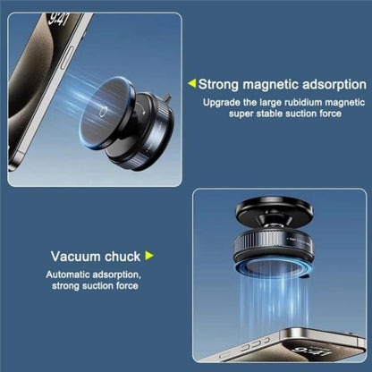 K009 360 Degree Rotation Navigation Holder Mechanical Vacuum Suction Magnetic Car Stand(Black) - Universal Car Holders by buy2fix | Online Shopping UK | buy2fix