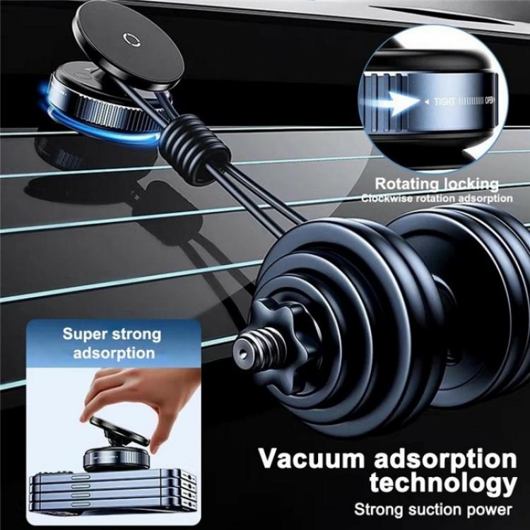 K009 360 Degree Rotation Navigation Holder Mechanical Vacuum Suction Magnetic Car Stand(Black) - Universal Car Holders by buy2fix | Online Shopping UK | buy2fix