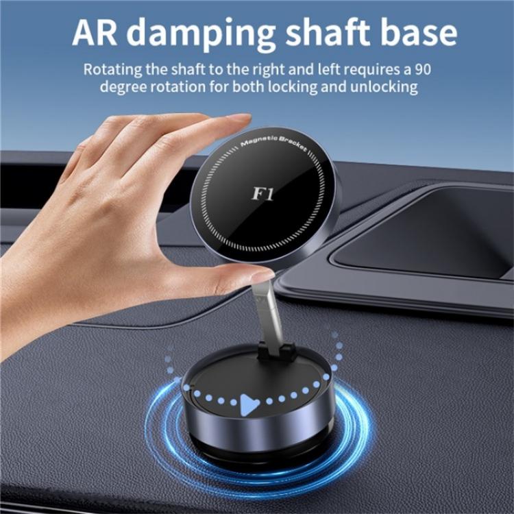 F1 Dashboard Mount Strong Suction Navigation Stand Universal Magnetic Car Phone Holder(Silver) - Universal Car Holders by buy2fix | Online Shopping UK | buy2fix