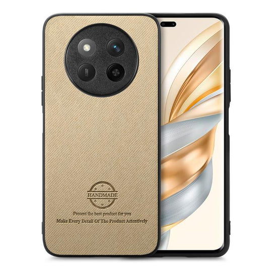 For Honor X60 Twill Fabric Leather Skin Back Phone Case(Khaki)