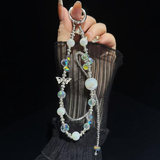 Heidi Pearl Woven Bow Mobile Phone Chain(White) - Lanyards & Wrist Straps by buy2fix | Online Shopping UK | buy2fix