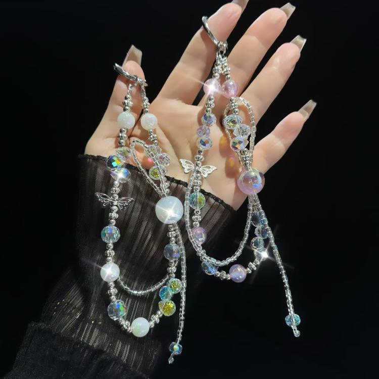 Heidi Pearl Woven Bow Mobile Phone Chain(White) - Lanyards & Wrist Straps by buy2fix | Online Shopping UK | buy2fix