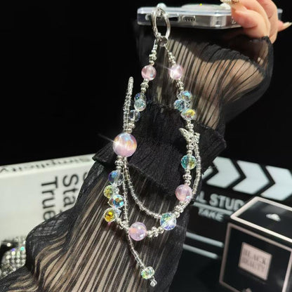 Heidi Pearl Woven Bow Mobile Phone Chain(White) - Lanyards & Wrist Straps by buy2fix | Online Shopping UK | buy2fix