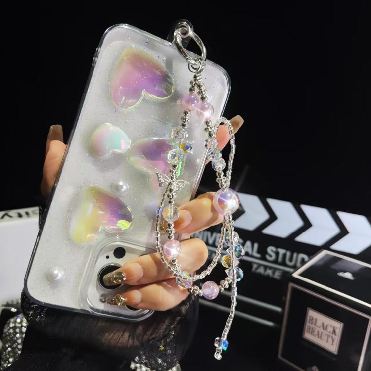 Heidi Pearl Woven Bow Mobile Phone Chain(White) - Lanyards & Wrist Straps by buy2fix | Online Shopping UK | buy2fix