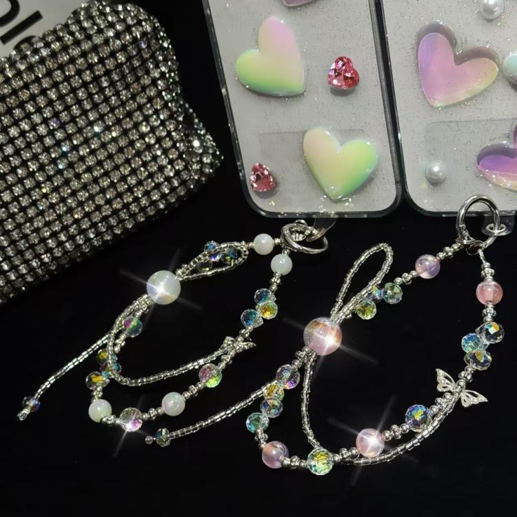 Heidi Pearl Woven Bow Mobile Phone Chain(White) - Lanyards & Wrist Straps by buy2fix | Online Shopping UK | buy2fix